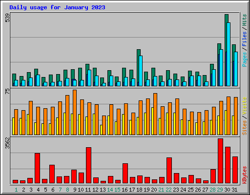 Daily usage for January 2023