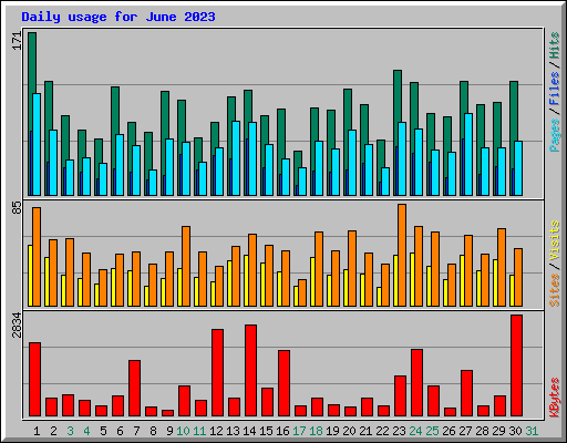 Daily usage for June 2023