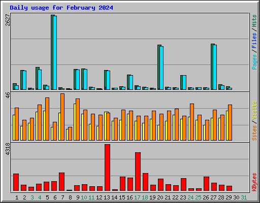 Daily usage for February 2024