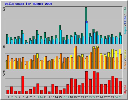 Daily usage for August 2025