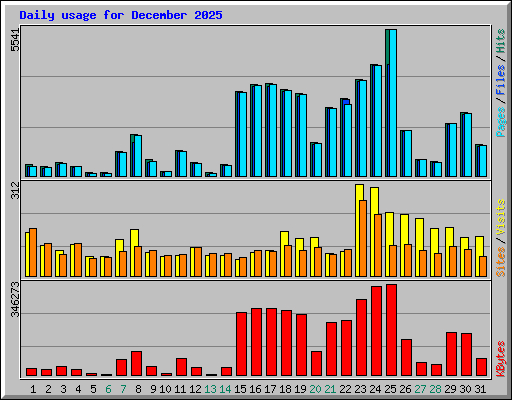 Daily usage for December 2025